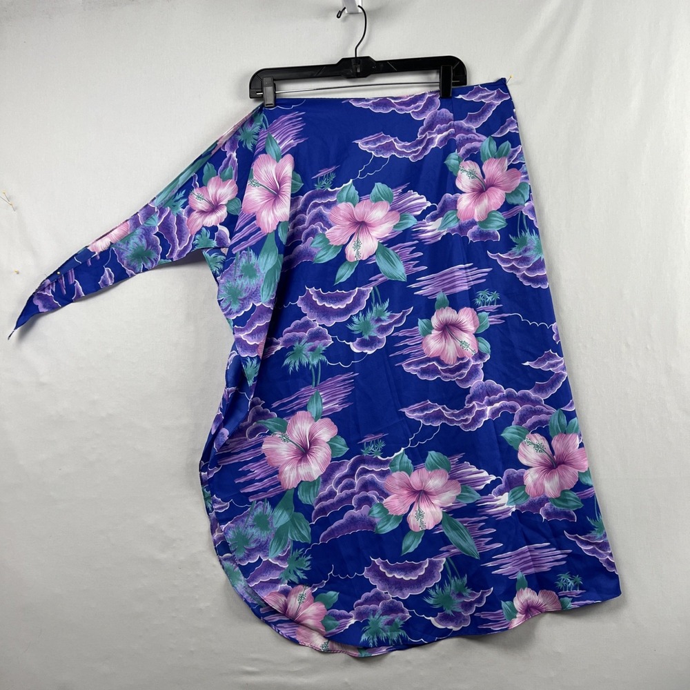 Hilo Hattie Hawaiian Hibiscus Floral Sarong Wrap Midi Skirt Adjustable One Size